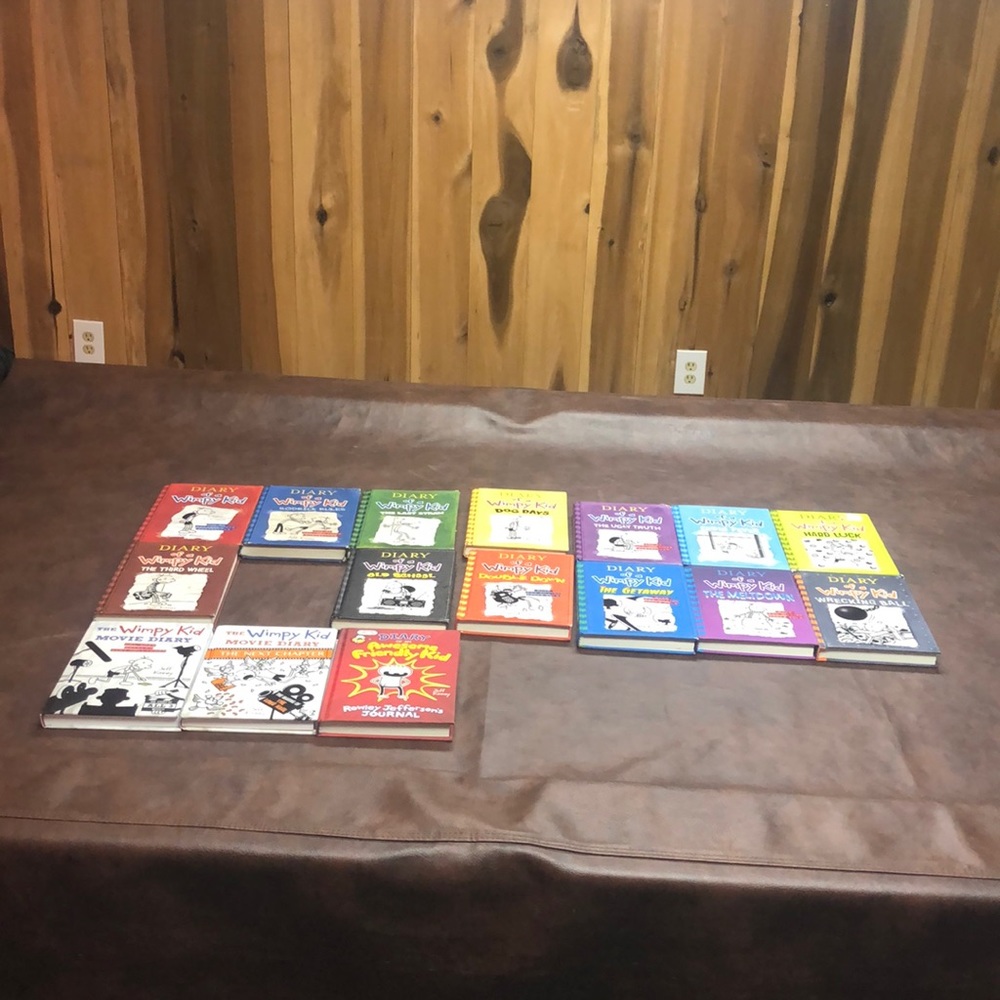 Diary of a wimpy kid serious 1-8 then 9-14, both movie diaries
